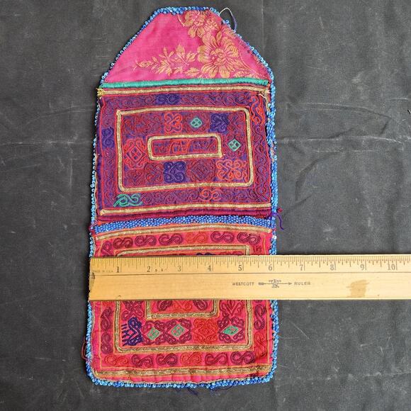 Kuchi Embroidered Pouch Wallet Central Asian Handmade Beaded Floral Accent - Picture 3 of 7